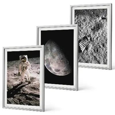 Fotografija astronavta na Luni triptih v okvirju