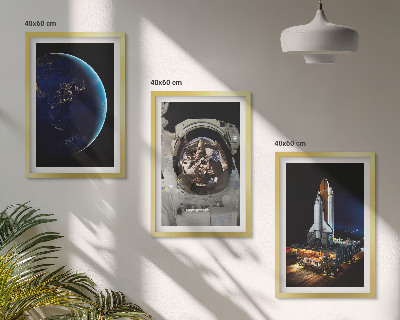 Set 3 slik v okvirju Raketa astronavta vesolja Zemlja