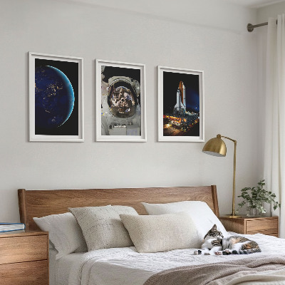 Set 3 slik v okvirju Raketa astronavta vesolja Zemlja