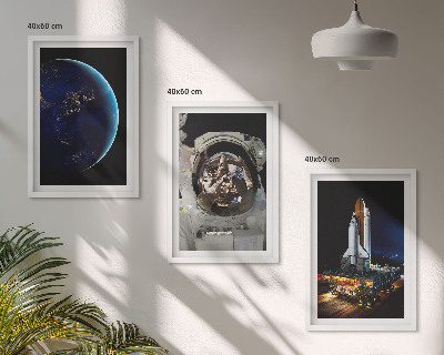 Set 3 slik v okvirju Raketa astronavta vesolja Zemlja