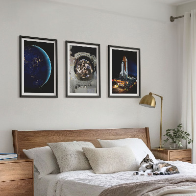 Set 3 slik v okvirju Raketa astronavta vesolja Zemlja