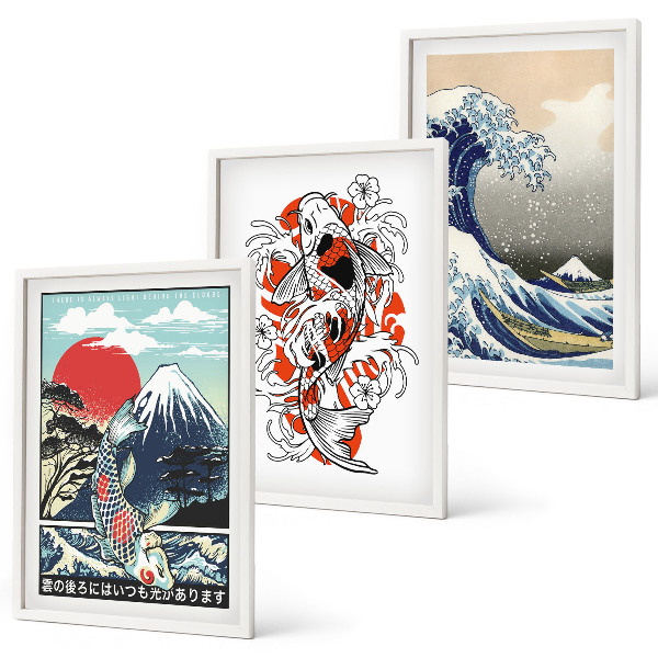 Večdelna slika v okvirju Gore rib Veliki val Japonska