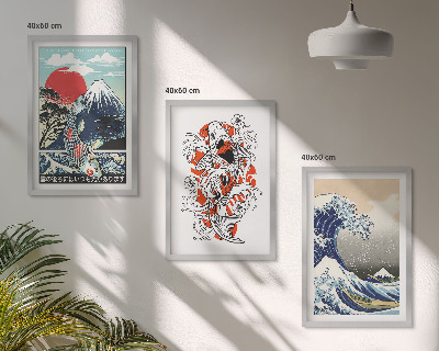 Večdelna slika v okvirju Gore rib Veliki val Japonska