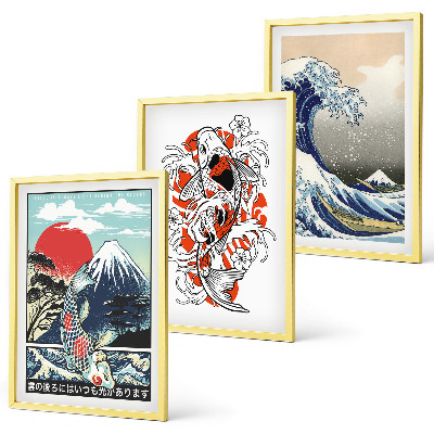 Večdelna slika v okvirju Gore rib Veliki val Japonska