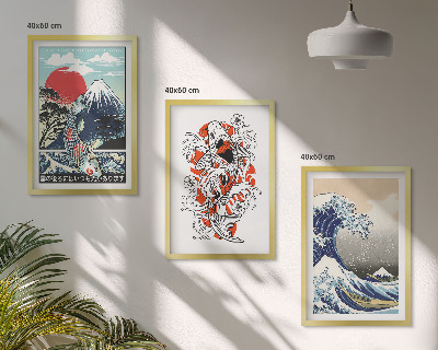 Večdelna slika v okvirju Gore rib Veliki val Japonska