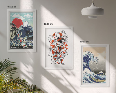 Večdelna slika v okvirju Gore rib Veliki val Japonska
