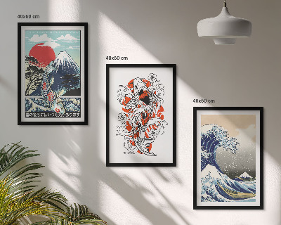 Večdelna slika v okvirju Gore rib Veliki val Japonska