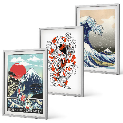 Večdelna slika v okvirju Gore rib Veliki val Japonska