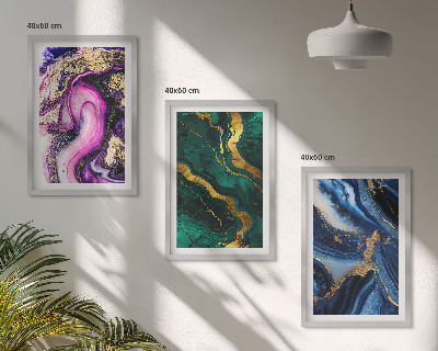 Triptih v okvirju Abstraktni rožnato zeleni vzorci