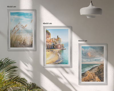 Set 3 slik v okvirju Pokrajine plaža pečine mesto