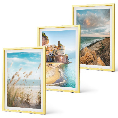 Set 3 slik v okvirju Pokrajine plaža pečine mesto