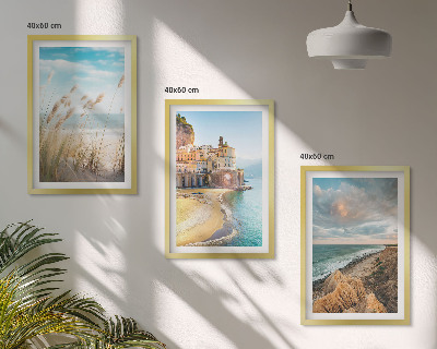 Set 3 slik v okvirju Pokrajine plaža pečine mesto
