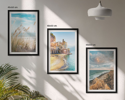 Set 3 slik v okvirju Pokrajine plaža pečine mesto