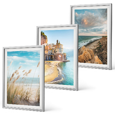 Set 3 slik v okvirju Pokrajine plaža pečine mesto