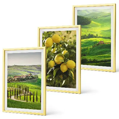 Italijanski citrusi in hribi triptih v okvirju