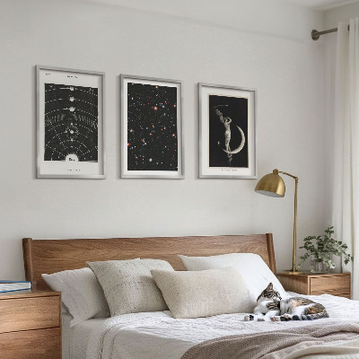 Set 3 slik v okvirju Nočna figura sončnega sistema