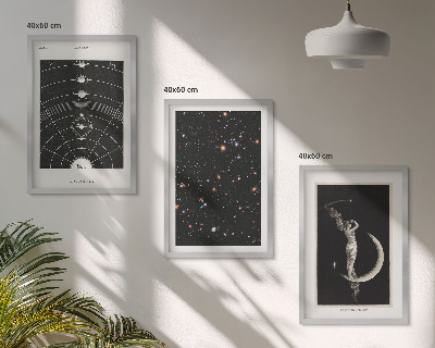 Set 3 slik v okvirju Nočna figura sončnega sistema