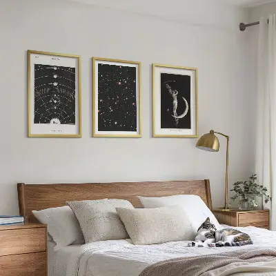Nočna figura sončnega sistema komplet 3 slik v okvirju
