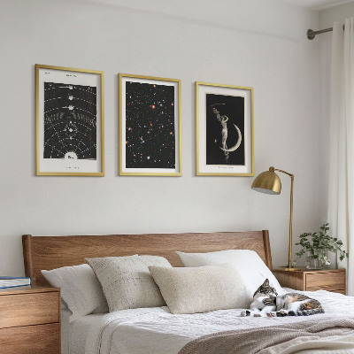 Set 3 slik v okvirju Nočna figura sončnega sistema
