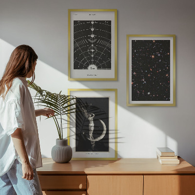 Set 3 slik v okvirju Nočna figura sončnega sistema