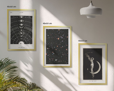 Set 3 slik v okvirju Nočna figura sončnega sistema