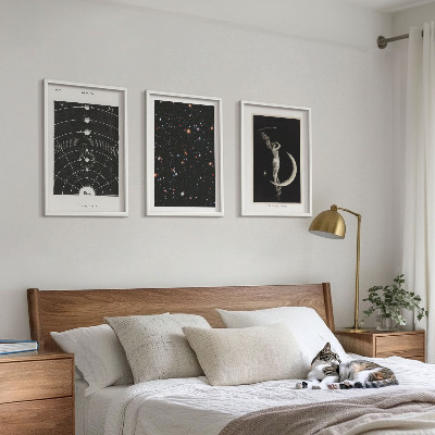 Set 3 slik v okvirju Nočna figura sončnega sistema