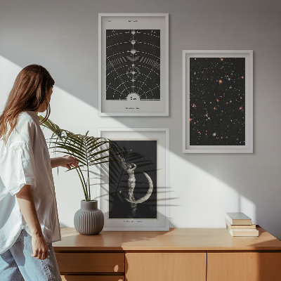 Set 3 slik v okvirju Nočna figura sončnega sistema