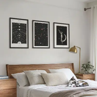 Nočna figura sončnega sistema komplet 3 slik v okvirju