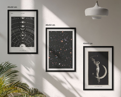 Set 3 slik v okvirju Nočna figura sončnega sistema