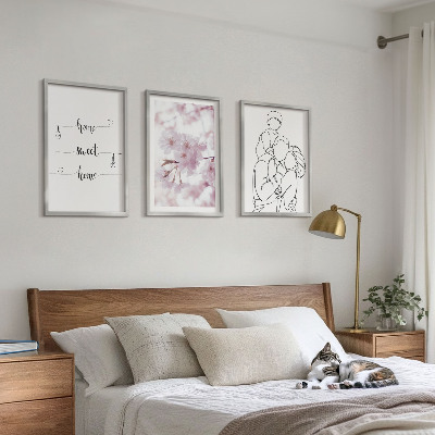 Set 3 slik v okvirju Minimalistična družina rož