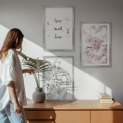 Set 3 slik v okvirju Minimalistična družina rož