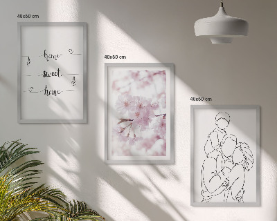 Set 3 slik v okvirju Minimalistična družina rož