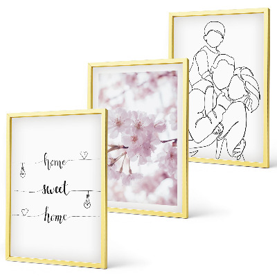 Set 3 slik v okvirju Minimalistična družina rož