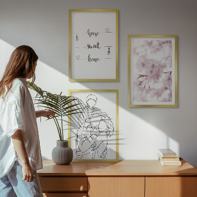 Set 3 slik v okvirju Minimalistična družina rož