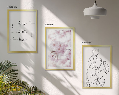 Set 3 slik v okvirju Minimalistična družina rož
