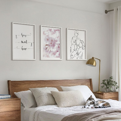 Set 3 slik v okvirju Minimalistična družina rož