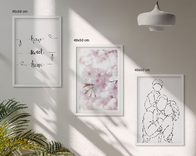 Set 3 slik v okvirju Minimalistična družina rož