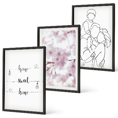 Set 3 slik v okvirju Minimalistična družina rož