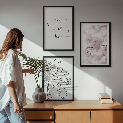 Set 3 slik v okvirju Minimalistična družina rož
