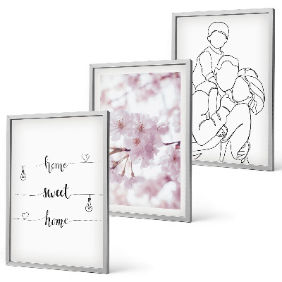 Set 3 slik v okvirju Minimalistična družina rož