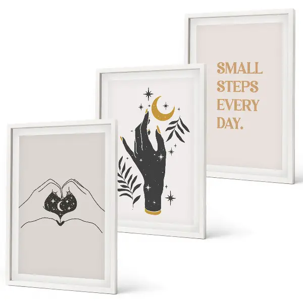 Minimalistične boemske ilustracije večdelna slika v okvirju