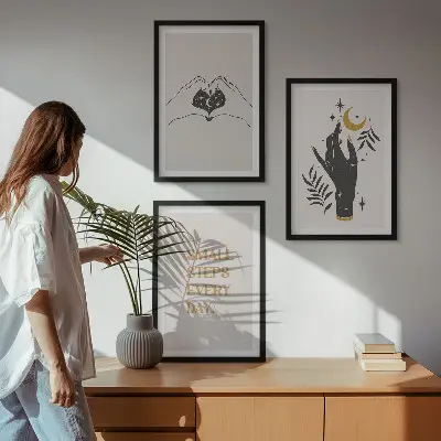 Minimalistične boemske ilustracije večdelna slika v okvirju
