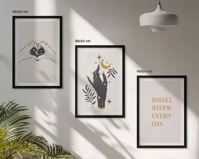 Minimalistične boemske ilustracije večdelna slika v okvirju