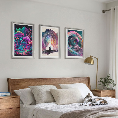 Večdelna slika v okvirju Barvite ilustracije fantazijske umetnosti