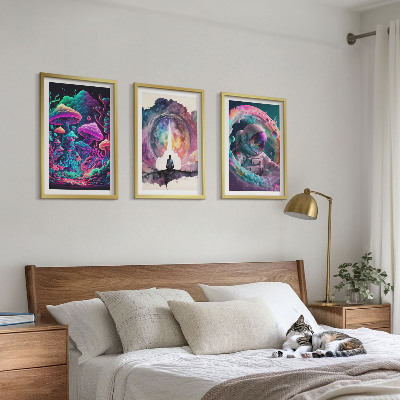 Večdelna slika v okvirju Barvite ilustracije fantazijske umetnosti
