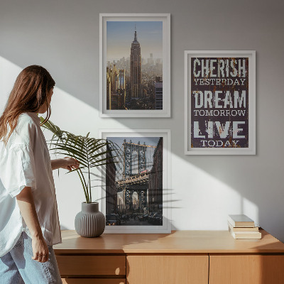 Večdelna slika v okvirju Citat o newyorških pokrajinah