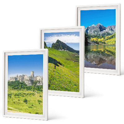 Set 3 slik v okvirju Zeleni griči z gradom