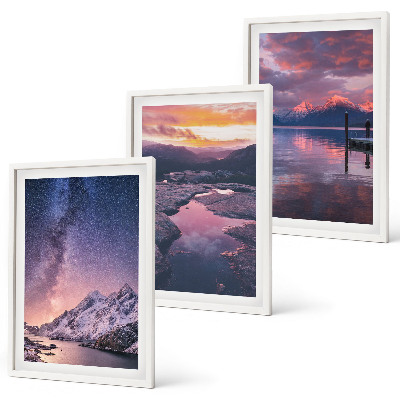 Set 3 slik v okvirju Gore, voda, čudovite pokrajine
