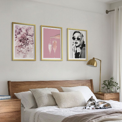 Set 3 slik v okvirju Vrtnice in elegantna dama