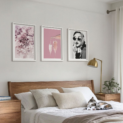 Set 3 slik v okvirju Vrtnice in elegantna dama